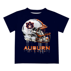 Auburn University Tigers Original Dripping Football Helmet Blue T-Shirt for Boys by Vive La Fete, Youth