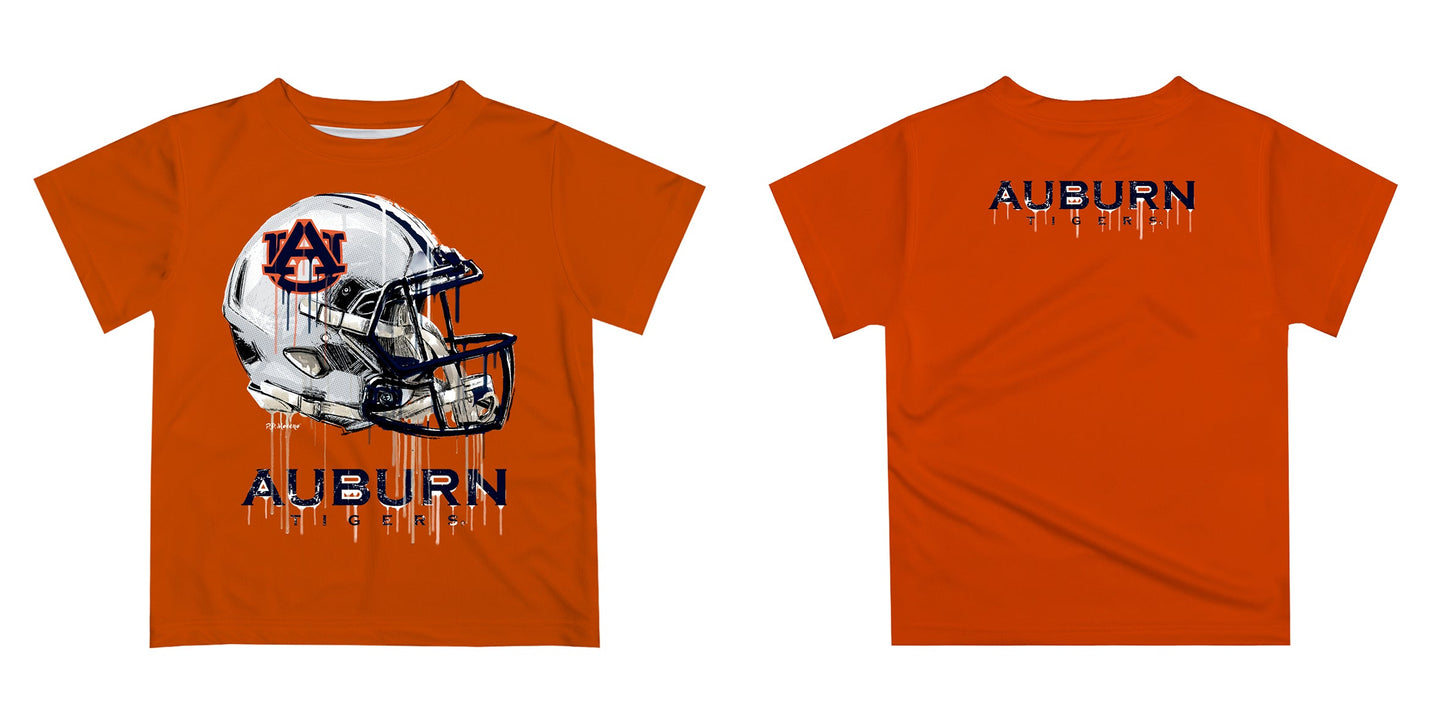 Auburn University Tigers Original Dripping Football Helmet Orange T-Shirt by Vive La Fete