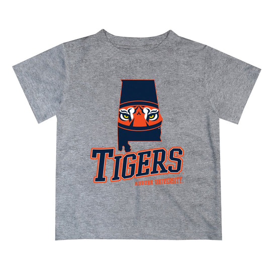 Auburn University Tigers Vive La Fete State Map Gray Short Sleeve Tee Shirt
