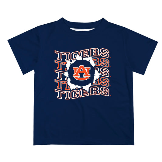 Auburn University Tigers Vive La Fete  Blue Art V1 Short Sleeve Tee Shirt