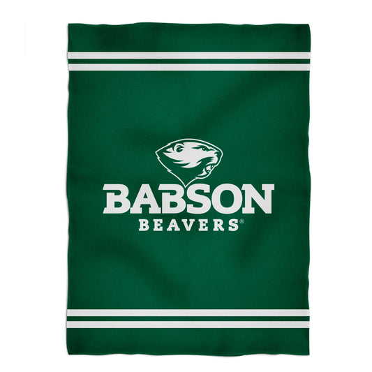 Babson College Beavers Game Day Soft Premium Fleece Green Throw Blanket 40 x 58 Logo and Stripes