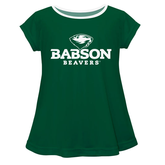 Babson College Beavers Girls Game Day Short Sleeve Green Laurie Top by Vive La Fete