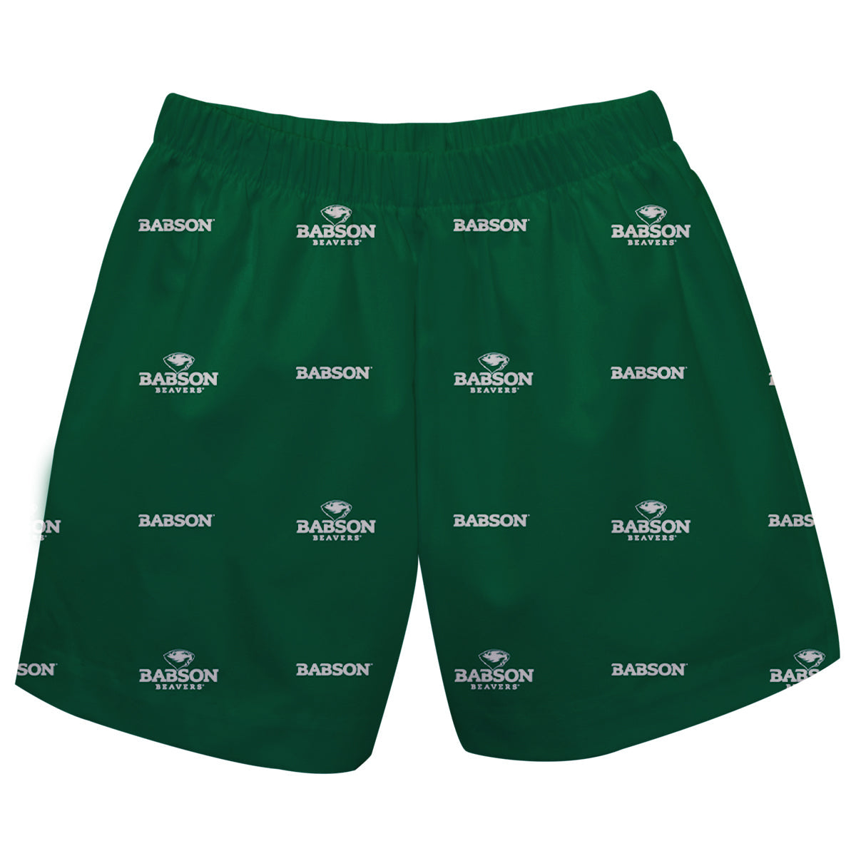 Babson College Beavers Boys Game Day Elastic Waist Classic Play Green Pull On Shorts