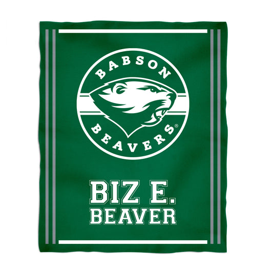 Babson College Beavers Kids Game Day Green Plush Soft Minky Blanket 36 x 48 Mascot