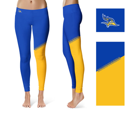 CSU Bakersfield Roadrunners Vive La Fete Game Day Collegiate Leg Color Block Women Blue Gold Yoga Leggings