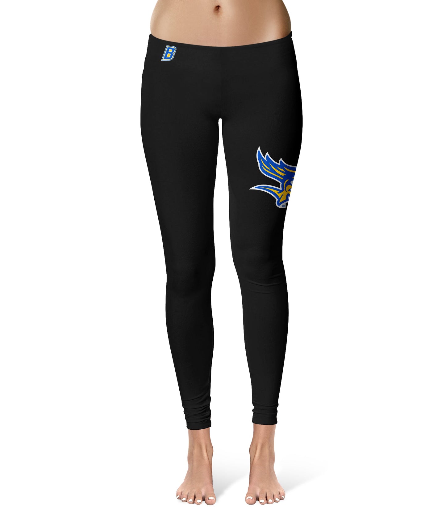 Bakersfield Roadrunners Vive La Fete Game Day Collegiate Large Logo on Thigh Women Black Yoga Leggings 2.5 Waist Tights