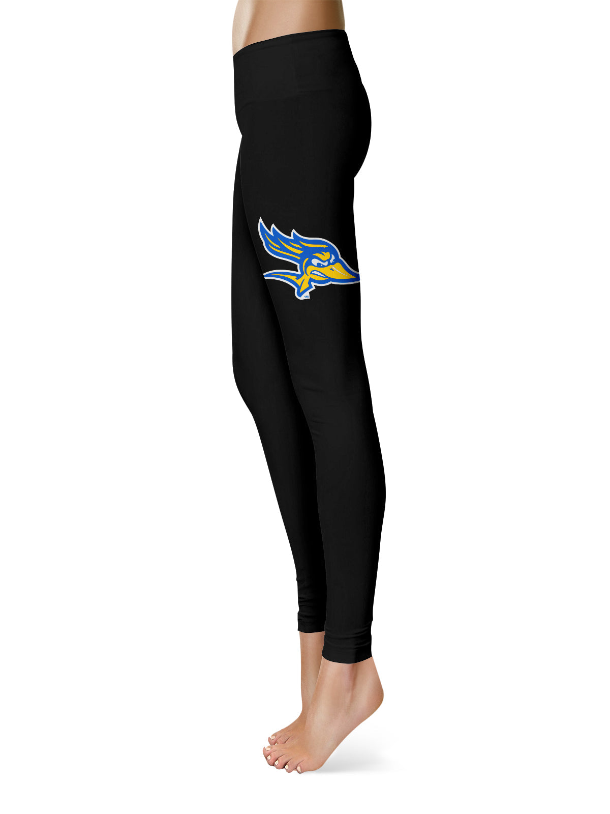 Bakersfield Roadrunners Vive La Fete Game Day Collegiate Large Logo on Thigh Women Black Yoga Leggings 2.5 Waist Tights