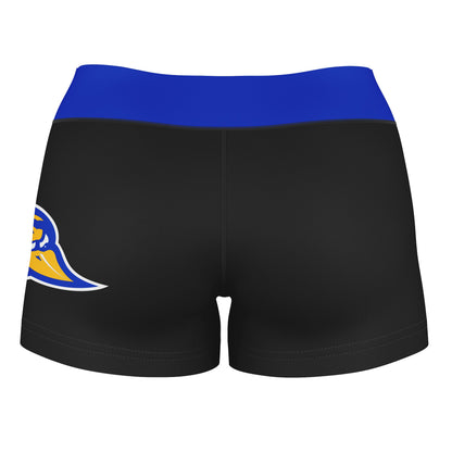 CSU Bakersfield Roadrunners Logo on Thigh & Waistband Black & Blue Women Yoga Booty Workout Shorts 3.75 Inseam - Vive La F̻te - Online Apparel Store