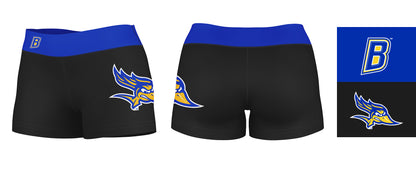 CSU Bakersfield Roadrunners Logo on Thigh & Waistband Black & Blue Women Yoga Booty Workout Shorts 3.75 Inseam - Vive La F̻te - Online Apparel Store