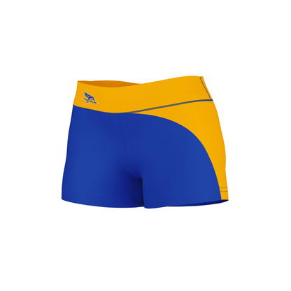 CSU Bakersfield Roadrunners Vive La Fete Game Day Collegiate Waist Color Block Women Blue Gold Optimum Yoga Short - Vive La F̻te - Online Apparel Store