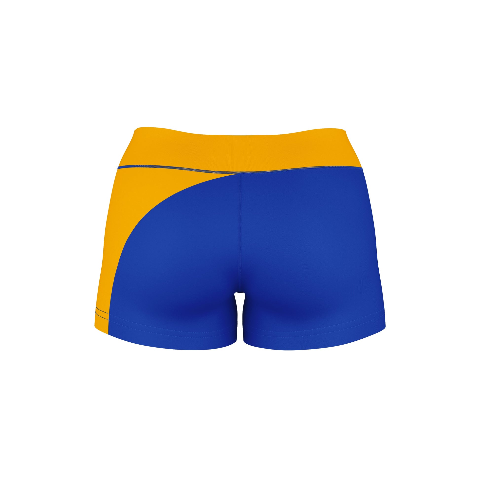 CSU Bakersfield Roadrunners Vive La Fete Game Day Collegiate Waist Color Block Women Blue Gold Optimum Yoga Short - Vive La F̻te - Online Apparel Store