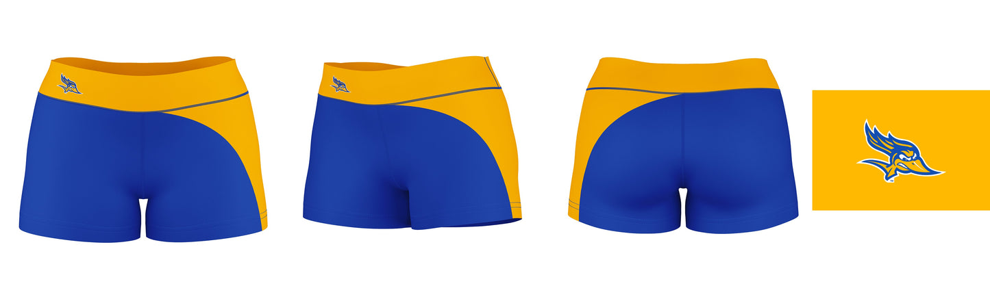 CSU Bakersfield Roadrunners Vive La Fete Game Day Collegiate Waist Color Block Women Blue Gold Optimum Yoga Short - Vive La F̻te - Online Apparel Store