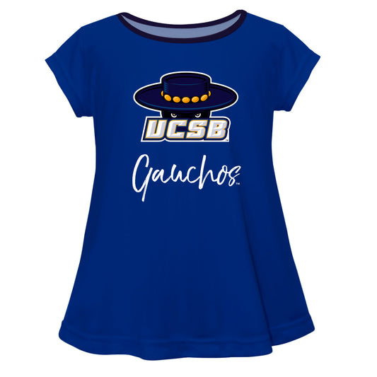 UC Santa Barbara Gauchos UCSB Girls Game Day Short Sleeve Blue Laurie Top by Vive La Fete