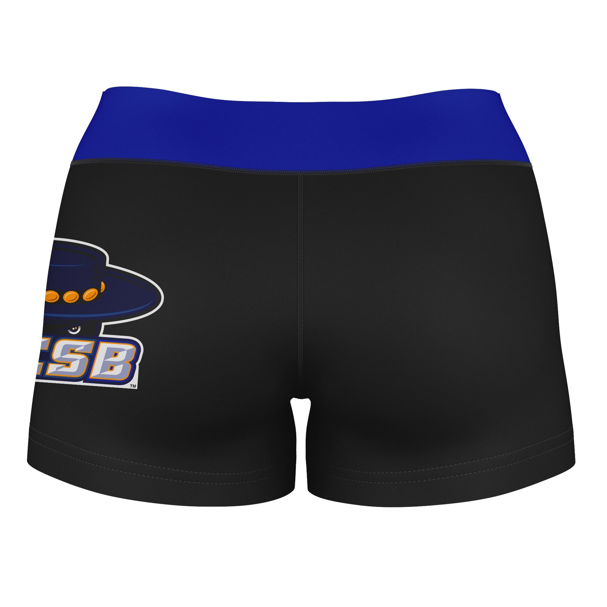 UC Santa Barbara Gauchos UCSB Logo on Thigh and Waistband Black and Blue Women Yoga Booty Workout Shorts 3.75 Inseam" - Vive La F̻te - Online Apparel Store