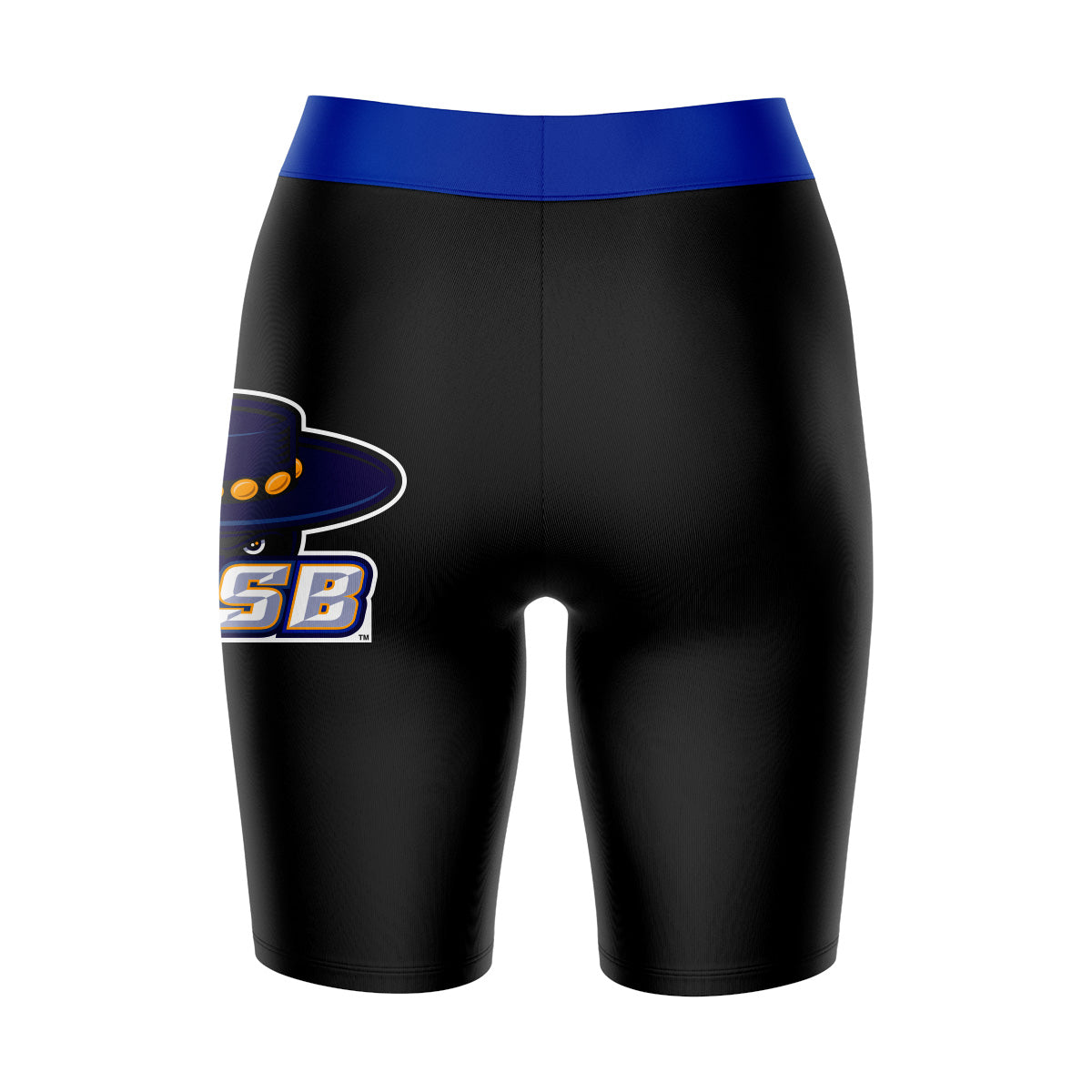 UC Santa Barbara Gauchos UCSB Vive La Fete Game Day Logo on Thigh and Waistband Black & Blue Women Bike Short 9 Inseam"