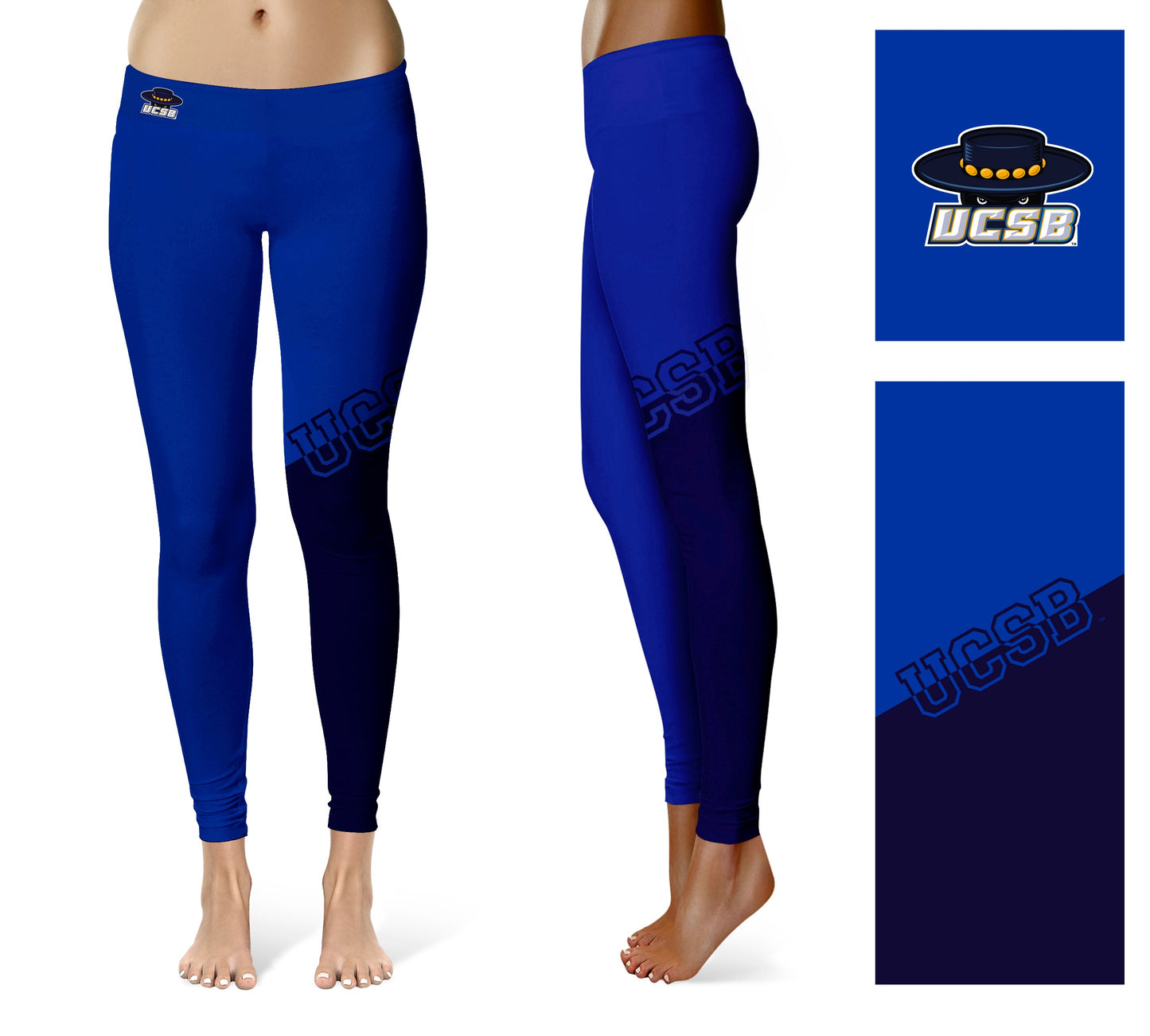 UC Santa Barbara Gauchos UCSB Vive La Fete Game Day Collegiate Leg Color Block Women Blue Navy Yoga Leggings