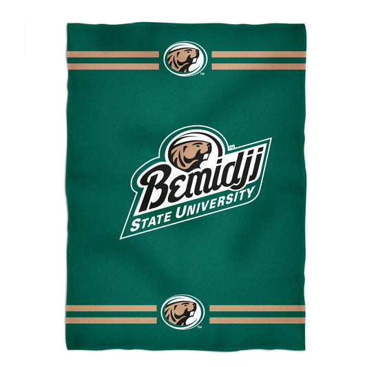 Bemidji State Beavers BSU Game Day Soft Premium Fleece Green Throw Blanket 40 x 58 Logo and Stripes