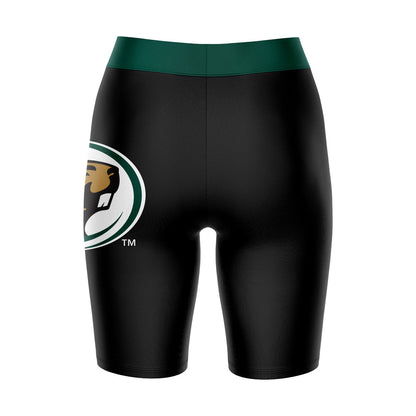 Bemidji State Beavers BSU Vive La Fete Game Day Logo on Thigh and Waistband Black and Green Women Bike Short 9 Inseam"