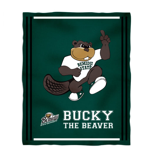 Bemidji State Beavers BSU Kids Game Day Green Plush Soft Minky Blanket 36 x 48 Mascot