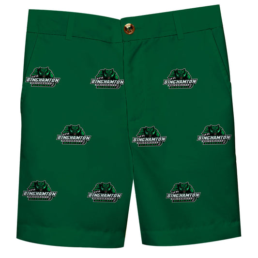 Binghamton University Bearcats Boys Game Day Green Structured Shorts