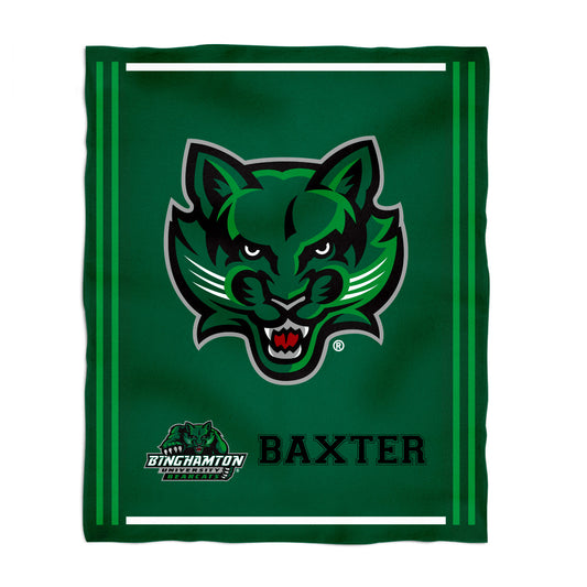 Binghamton University Bearcats Kids Game Day Green Plush Soft Minky Blanket 36 x 48 Mascot