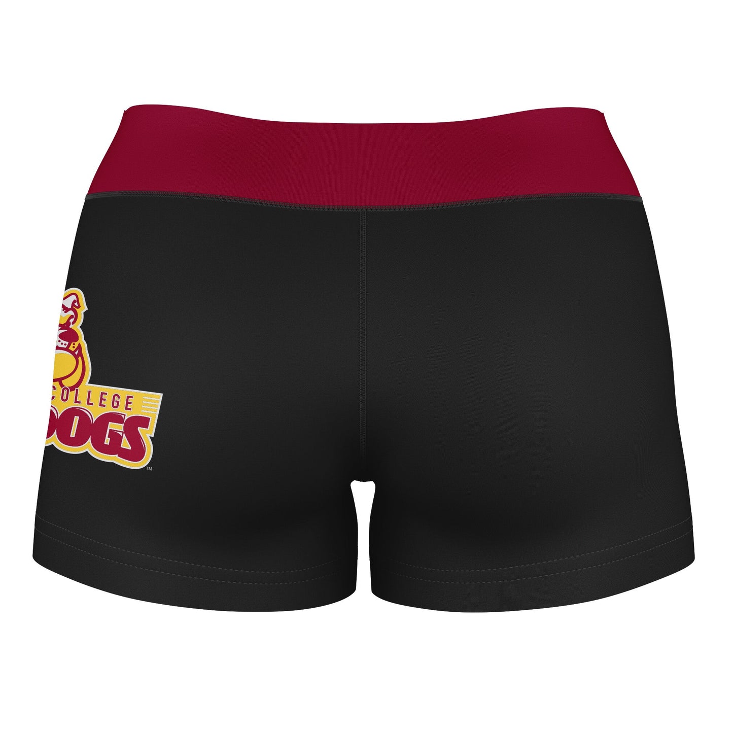 Brooklyn Bulldogs Vive La Fete Logo on Thigh and Waistband Black & Maroon Women Yoga Booty Workout Shorts 3.75 Inseam" - Vive La F̻te - Online Apparel Store