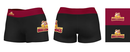 Brooklyn Bulldogs Vive La Fete Logo on Thigh and Waistband Black & Maroon Women Yoga Booty Workout Shorts 3.75 Inseam" - Vive La F̻te - Online Apparel Store