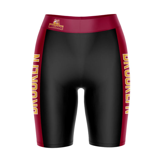 Brooklyn Bulldogs Vive La Fete Game Day Logo on Waistband and Maroon Stripes Black Women Bike Short 9 Inseam"