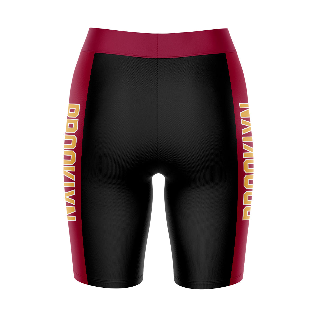 Brooklyn Bulldogs Vive La Fete Game Day Logo on Waistband and Maroon Stripes Black Women Bike Short 9 Inseam"