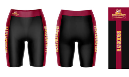 Brooklyn Bulldogs Vive La Fete Game Day Logo on Waistband and Maroon Stripes Black Women Bike Short 9 Inseam"