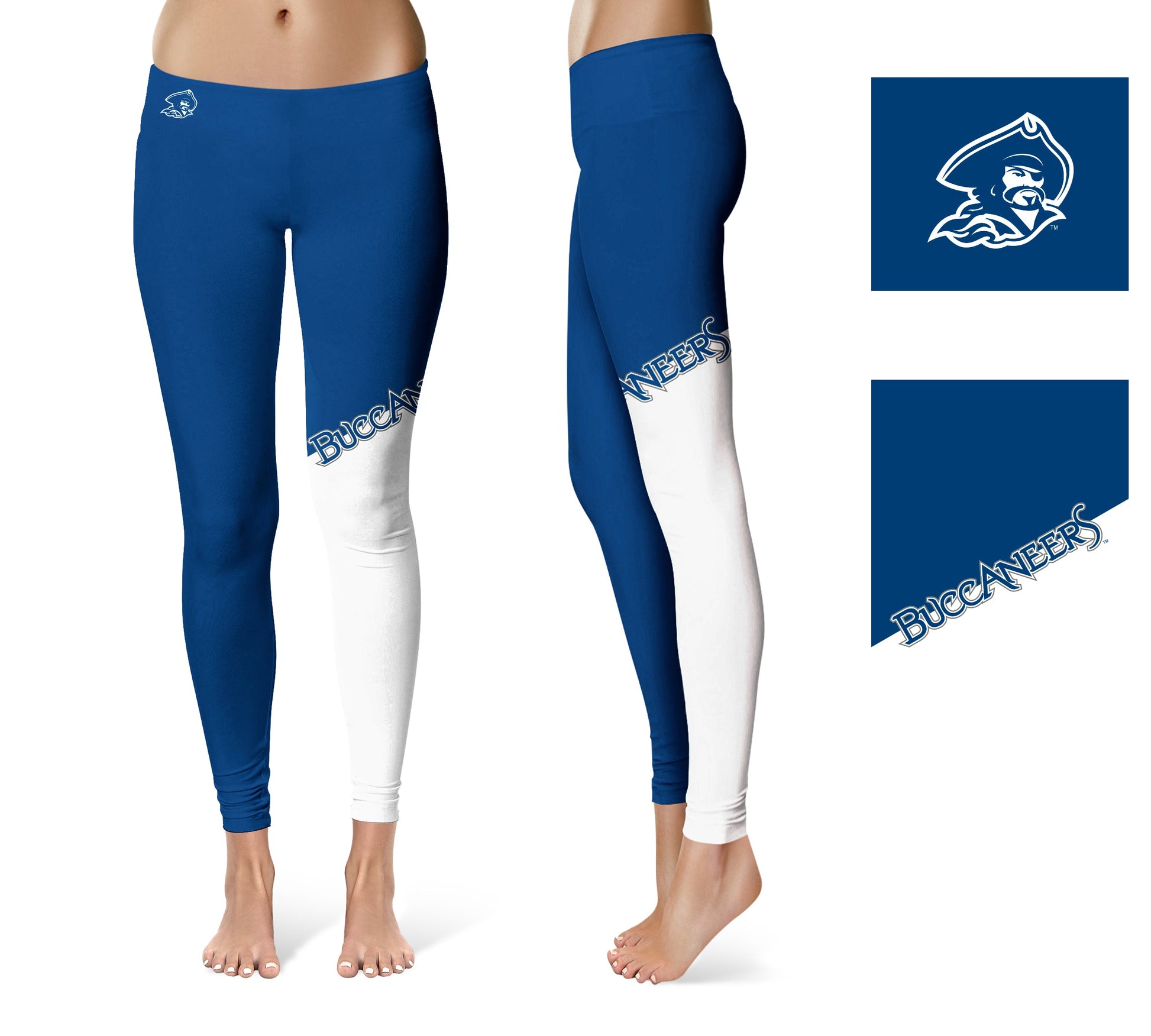 Blinn College Bucaneers Vive La Fete Game Day Collegiate Leg Color Block Women Blue White Yoga Leggings