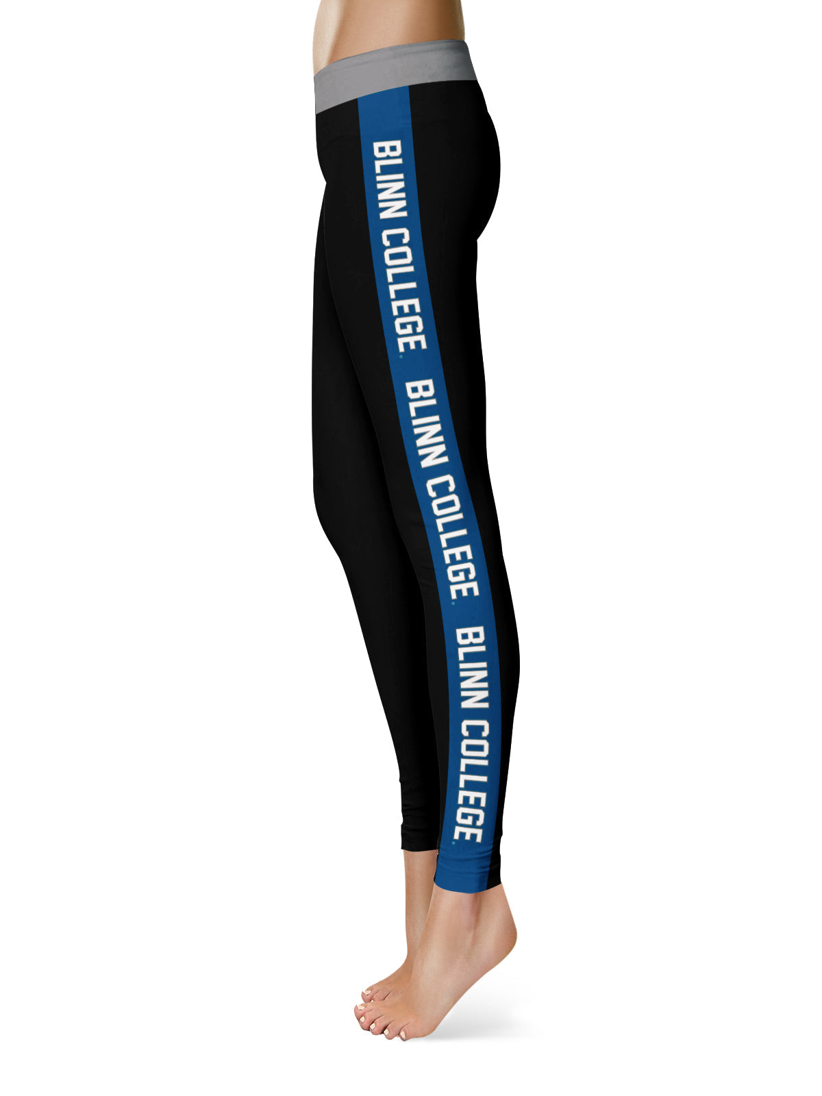 Blinn College Bucaneers Vive La Fete Game Day Collegiate Blue Stripes Women Black Yoga Leggings 2 Waist Tights