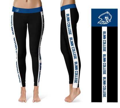 Blinn College Bucaneers Vive La Fete Game Day Collegiate White Stripes Women Black Yoga Leggings 2 Waist Tights