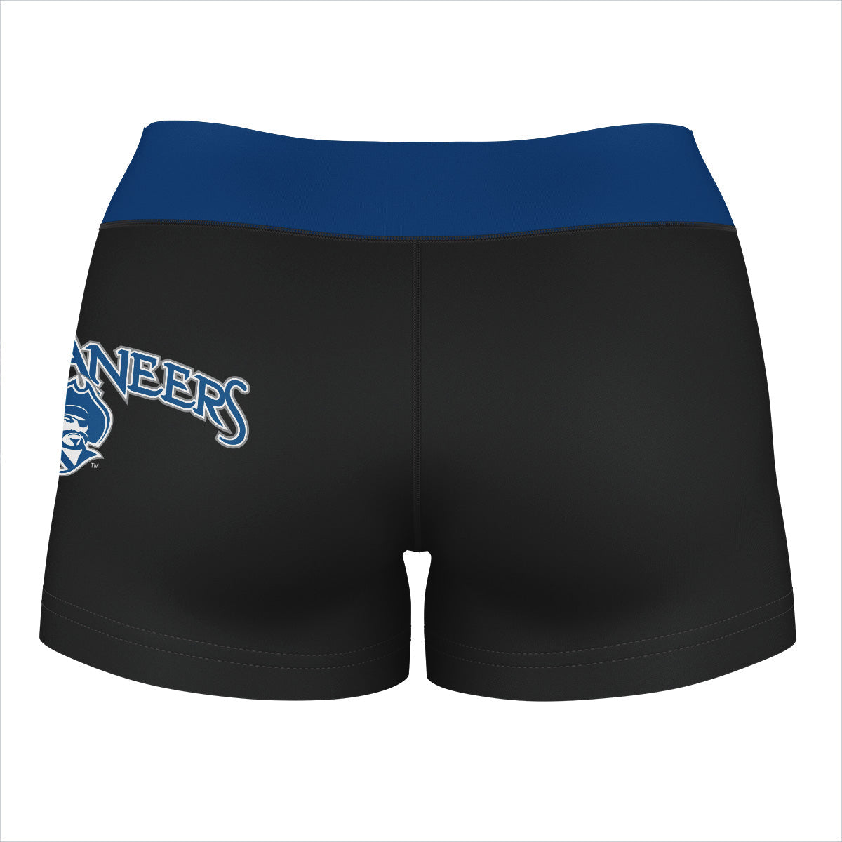 Blinn College Bucaneers Vive La Fete Logo on Thigh & Waistband Black & Blue Women Yoga Booty Workout Shorts 3.75 Inseam - Vive La F̻te - Online Apparel Store