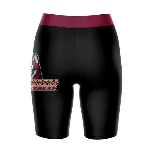 Mouseover Image, Bloomsburg University Huskies Vive La Fete Game Day Logo on Thigh & Waistband Black and Maroon Women Bike Short 9 Inseam