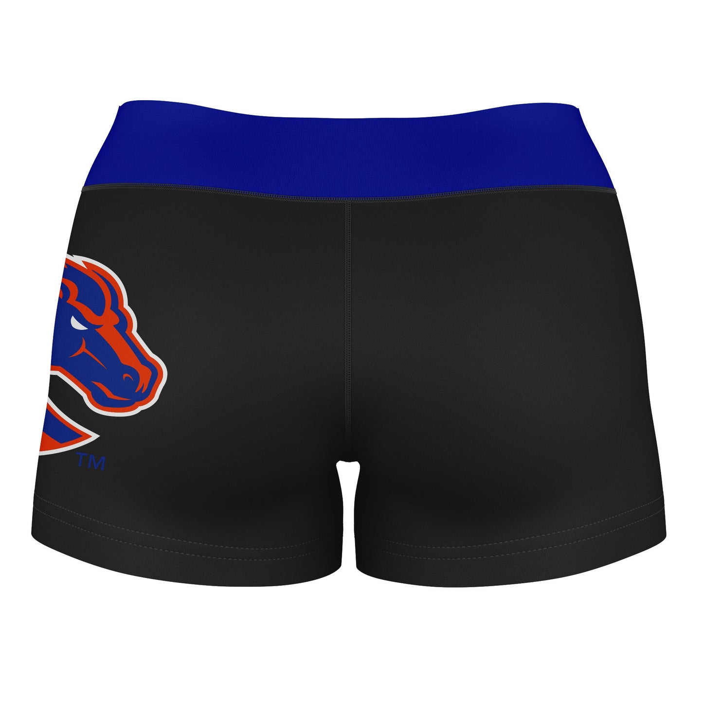 Boise State Broncos Vive La Fete Logo on Thigh & Waistband Black & Blue Women Yoga Booty Workout Shorts 3.75 Inseam" - Vive La F̻te - Online Apparel Store