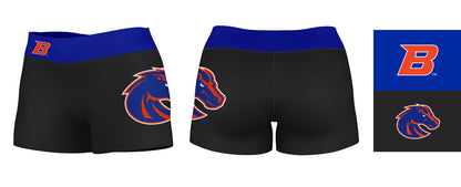 Boise State Broncos Vive La Fete Logo on Thigh & Waistband Black & Blue Women Yoga Booty Workout Shorts 3.75 Inseam" - Vive La F̻te - Online Apparel Store