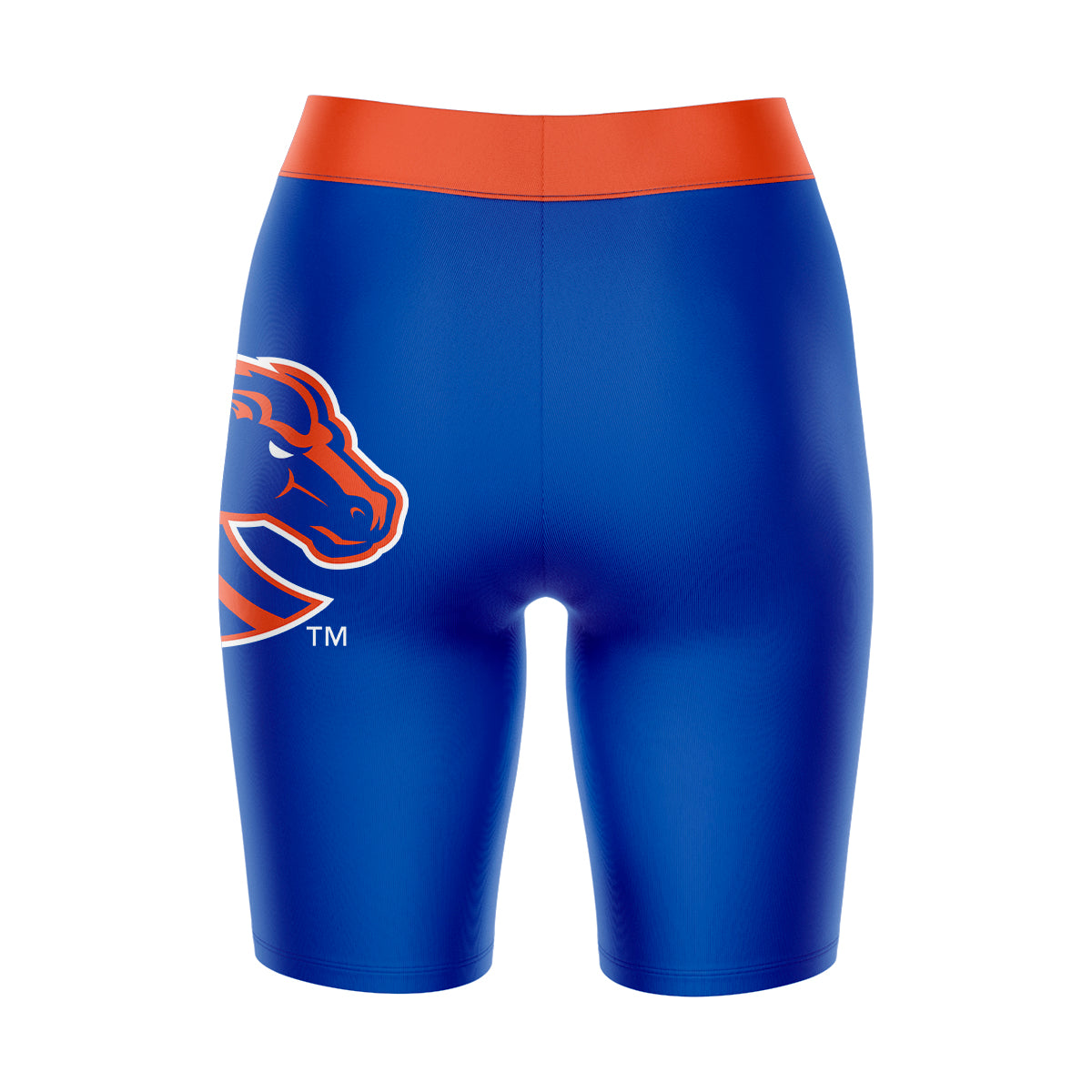 Boise State Broncos Vive La Fete Game Day Logo on Thigh and Waistband Blue and Orange Women Bike Short 9 Inseam