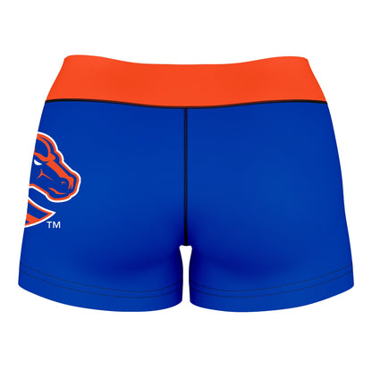 Boise State Broncos Vive La Fete Logo on Thigh & Waistband Blue Orange Women Yoga Booty Workout Shorts 3.75 Inseam - Vive La F̻te - Online Apparel Store