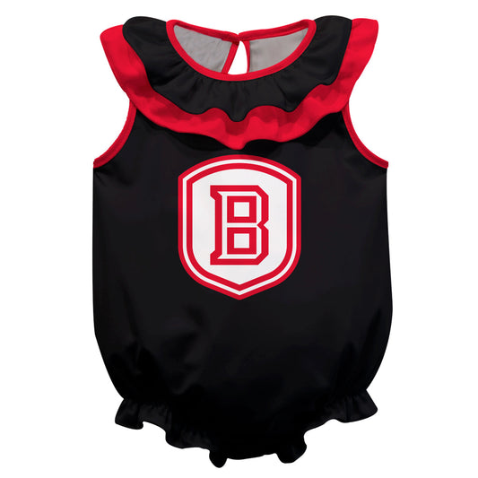 Bradley University Braves Black Sleeveless Ruffle One Piece Jumpsuit Mascot Bodysuit by Vive La Fete