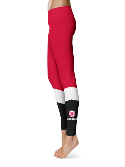 Bardley University Braves Vive La Fete Game Day Collegiate Ankle Color Block Women Red Black Yoga Leggings
