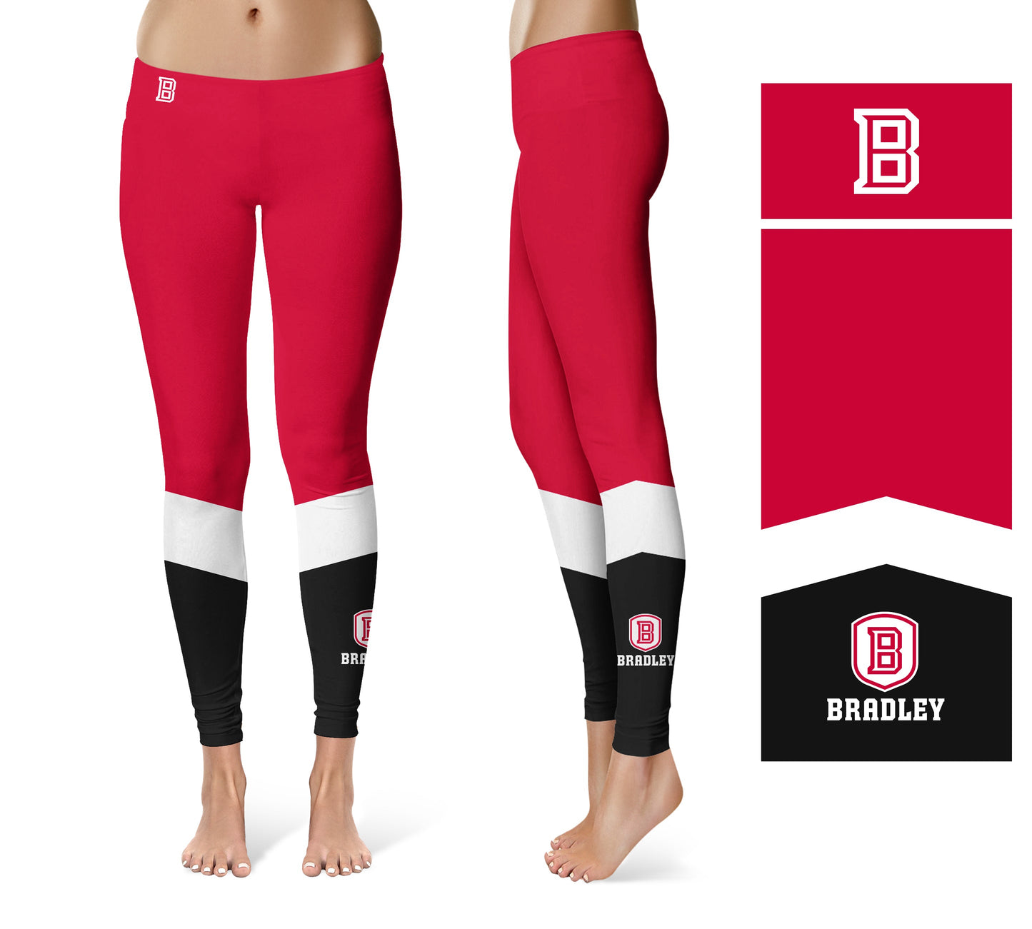 Bardley University Braves Vive La Fete Game Day Collegiate Ankle Color Block Women Red Black Yoga Leggings