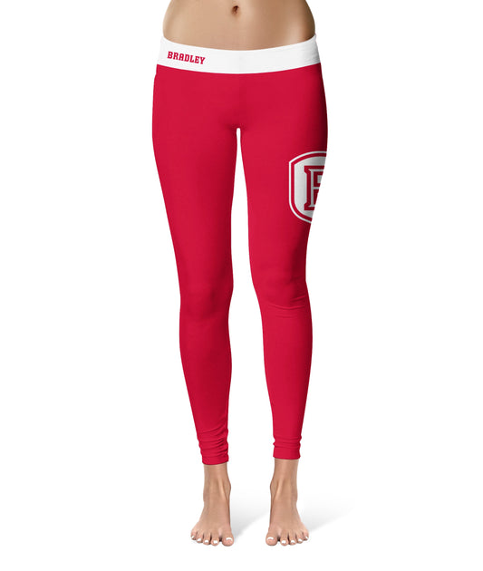 Bardley University Braves Vive La Fete Game Day Collegiate Logo on Thigh Red Women Yoga Leggings 2.5 Waist Tights