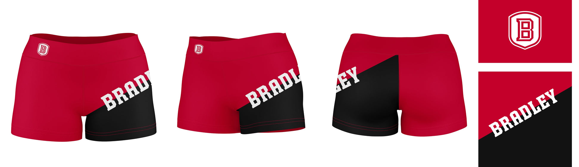 Bardley University Braves Vive La Fete Game Day Collegiate Leg Color Block Women Red Black Optimum Yoga Short - Vive La F̻te - Online Apparel Store