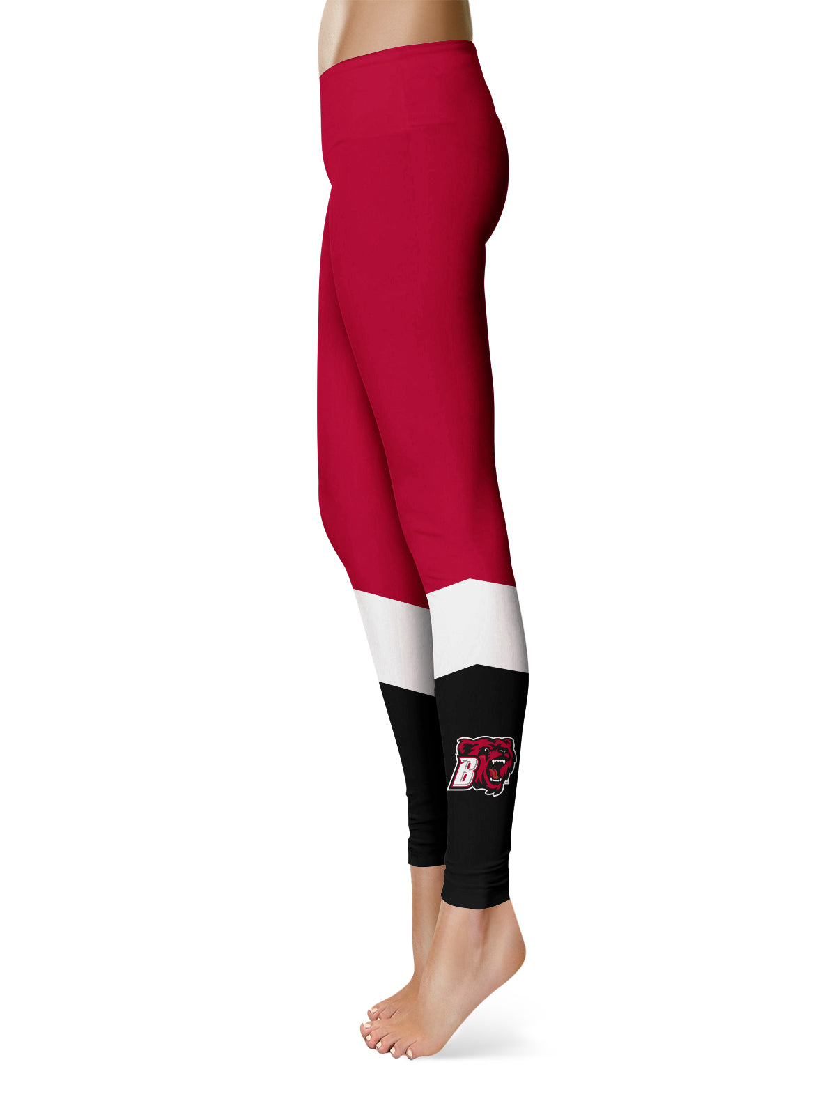 Bridgewater State Bears BSU Vive La Fete Game Day Collegiate Ankle Color Block Women Red Black Yoga Leggings