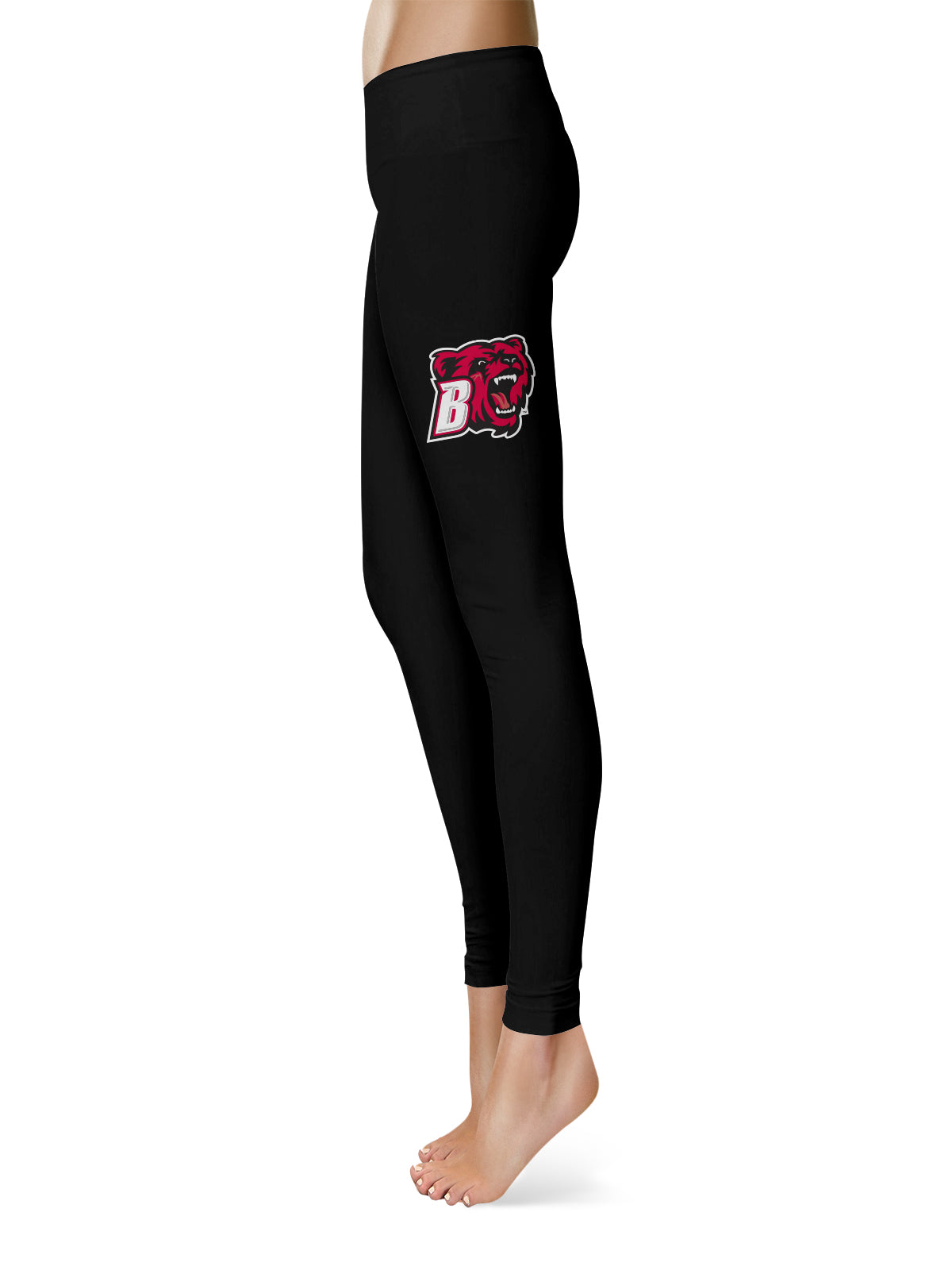 Bridgewater State Bears BSU Vive La Fete Collegiate Large Logo on Thigh Women Black Yoga Leggings 2.5 Waist Tights