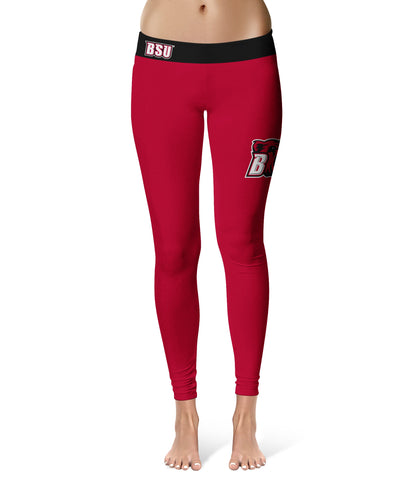 Bridgewater State Bears BSU Vive La Fete Game Day Collegiate Logo on Thigh Red Women Yoga Leggings 2.5 Waist Tights