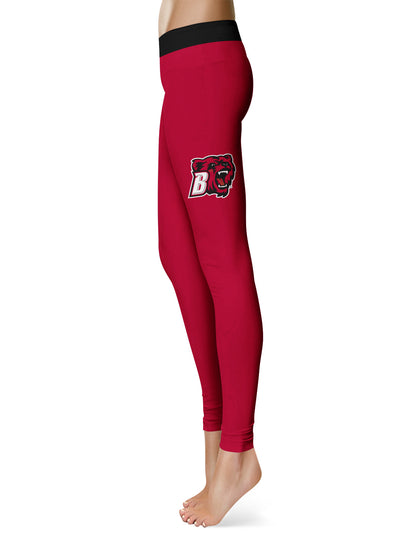 Bridgewater State Bears BSU Vive La Fete Game Day Collegiate Logo on Thigh Red Women Yoga Leggings 2.5 Waist Tights