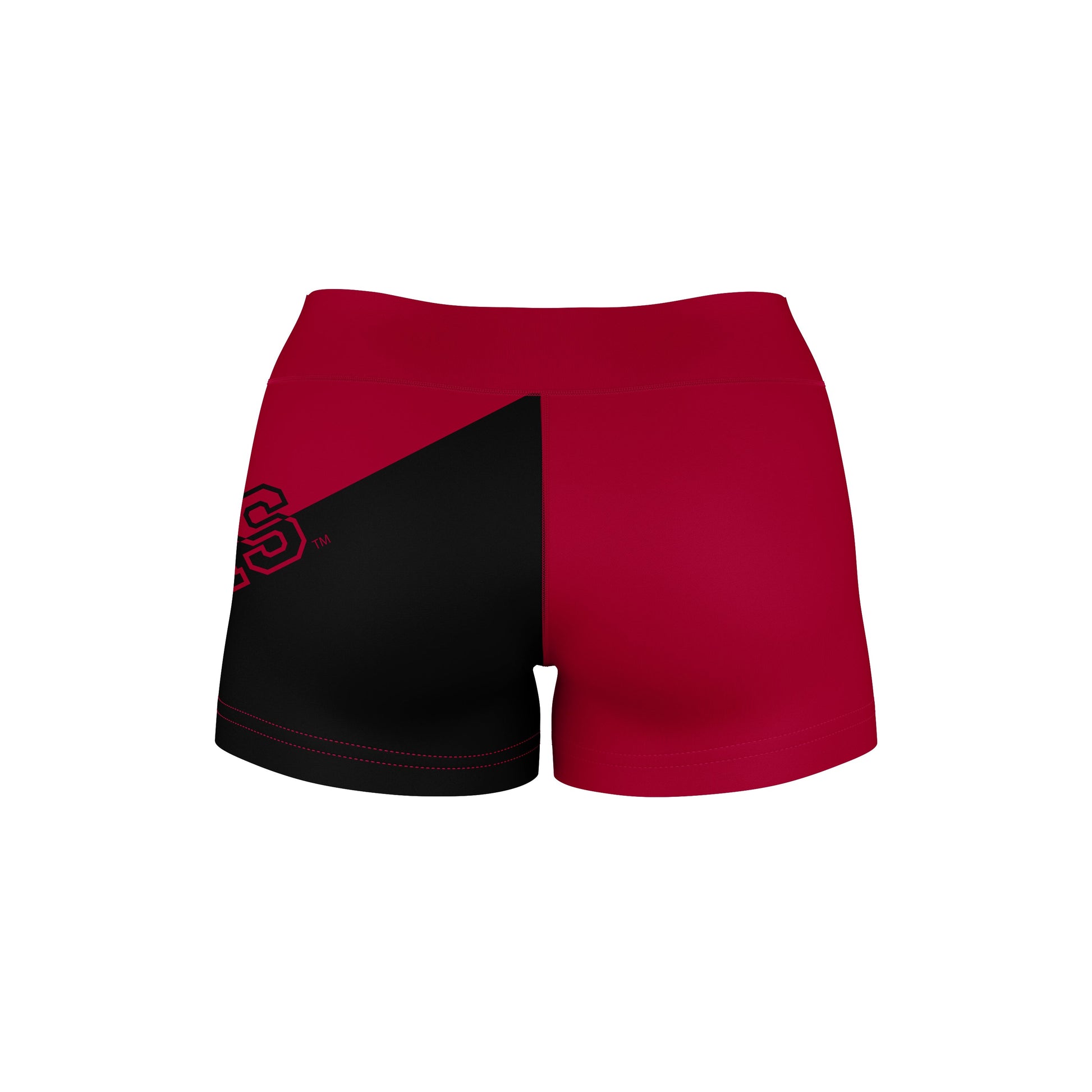 Bridgewater State Bears BSU Vive La Fete Game Day Collegiate Leg Color Block Women Red Black Optimum Yoga Short - Vive La F̻te - Online Apparel Store