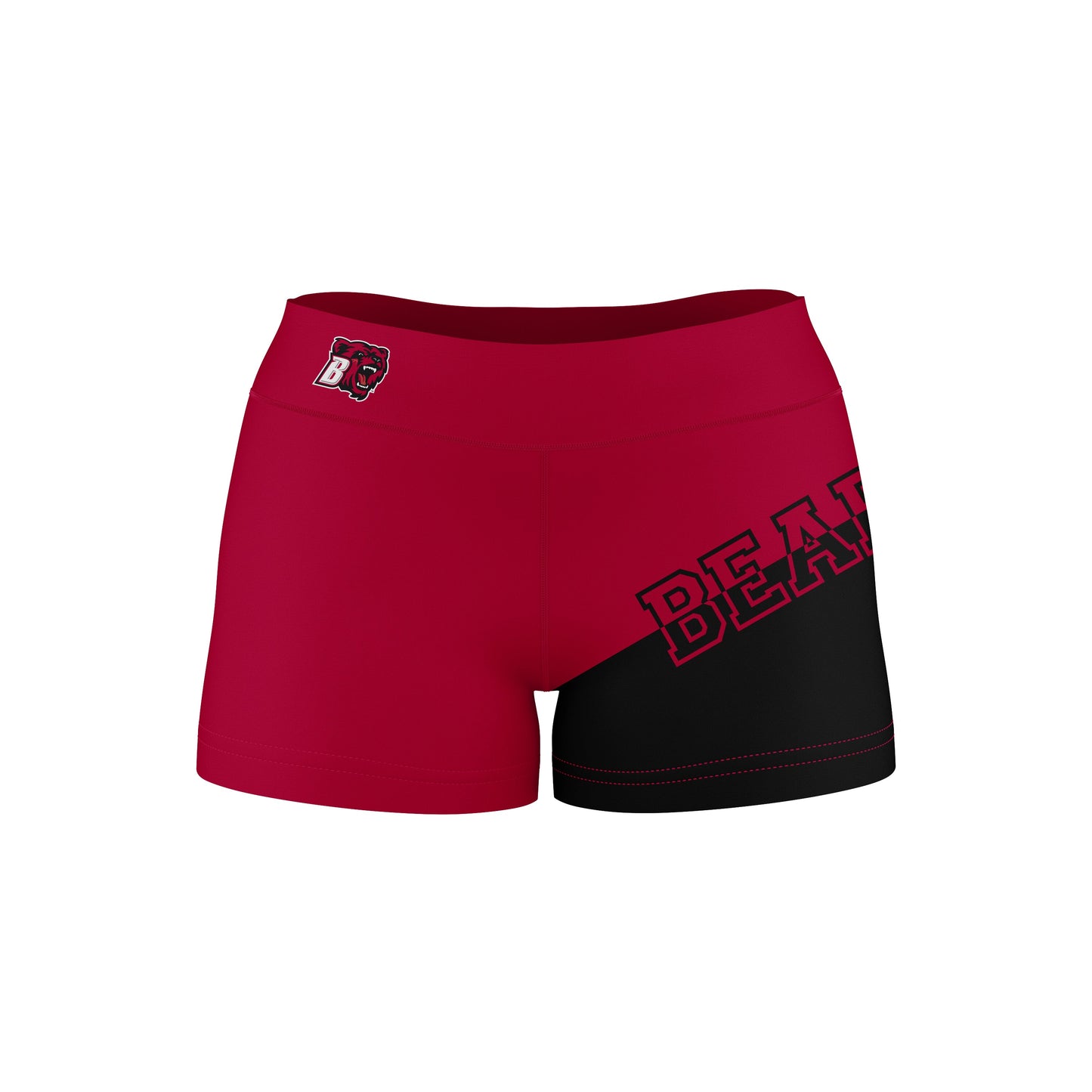 Bridgewater State Bears BSU Vive La Fete Game Day Collegiate Leg Color Block Women Red Black Optimum Yoga Short